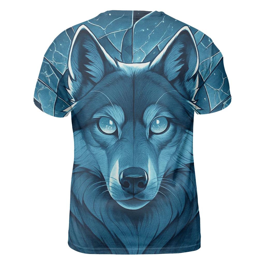 The Lunar Glass Sentinel Wolf trendy printed shirt styles