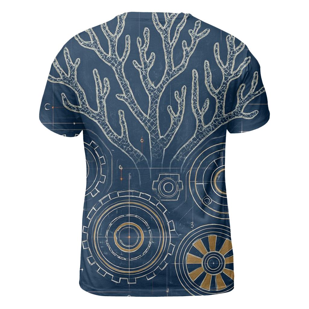 Clockwork Coral Reef Blueprint unique graphic print tees