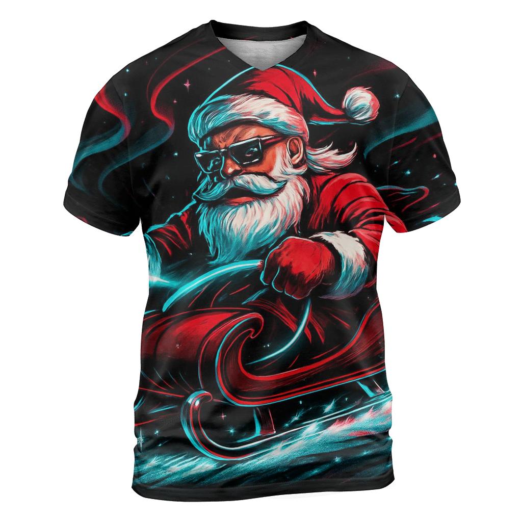 Neon Sleigh Drift Santa creative print fashion shirts