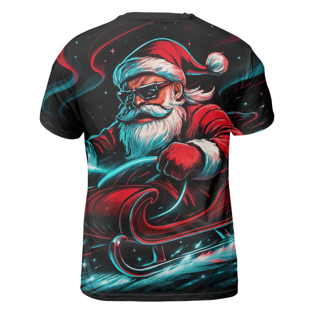 Neon Sleigh Drift Santa creative print fashion shirts