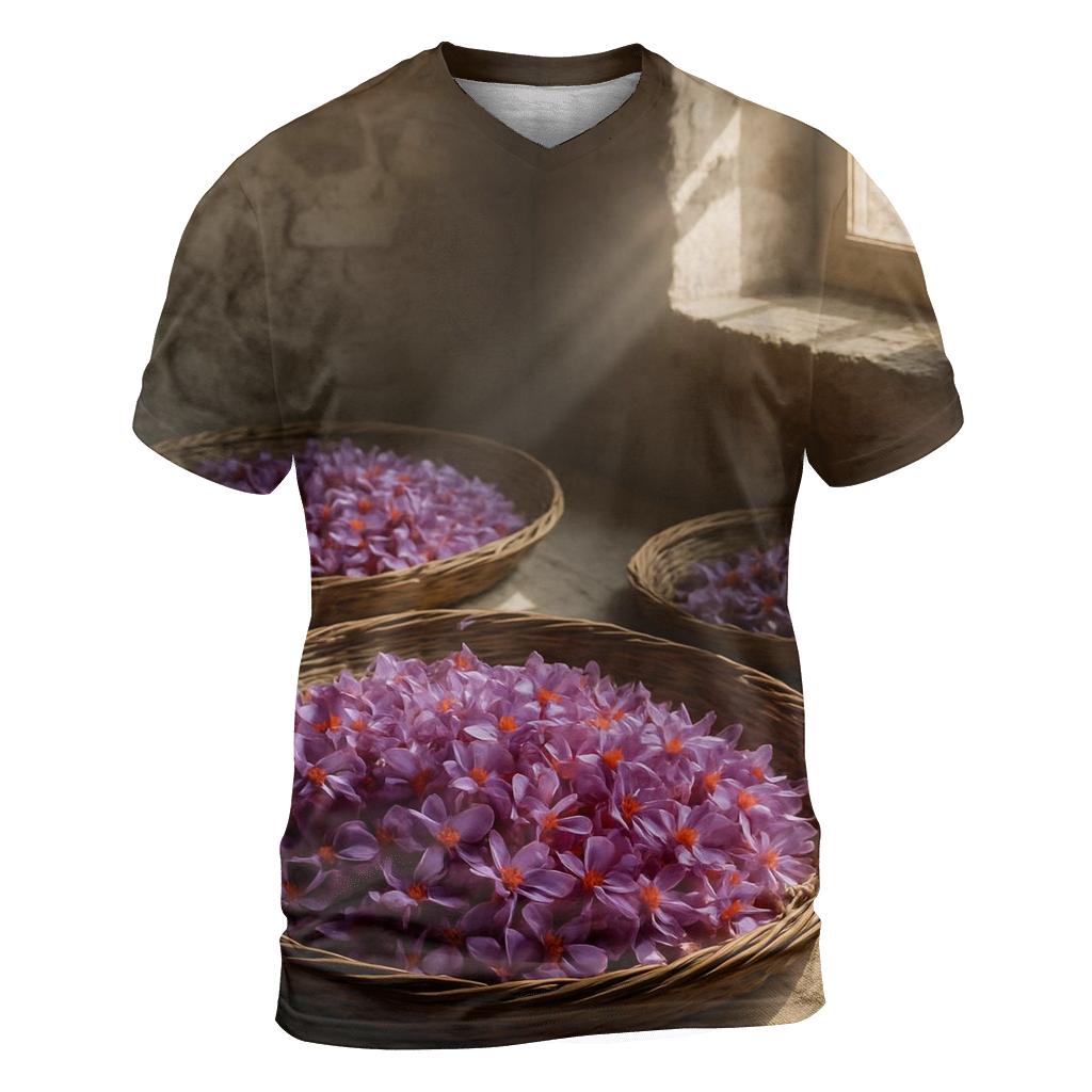 Saffron Crocus Harvest Trays In Mountain Stone Barn statement graphic shirts