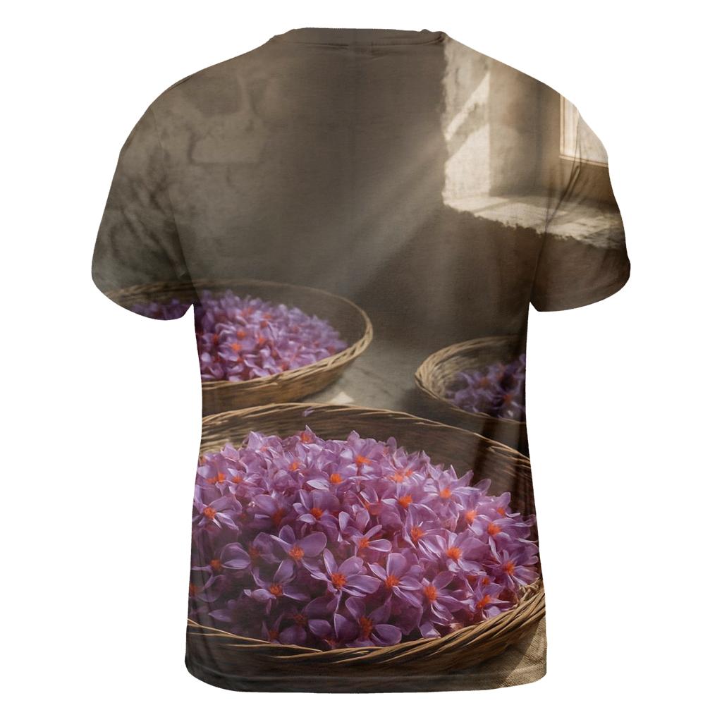 Saffron Crocus Harvest Trays In Mountain Stone Barn statement graphic shirts