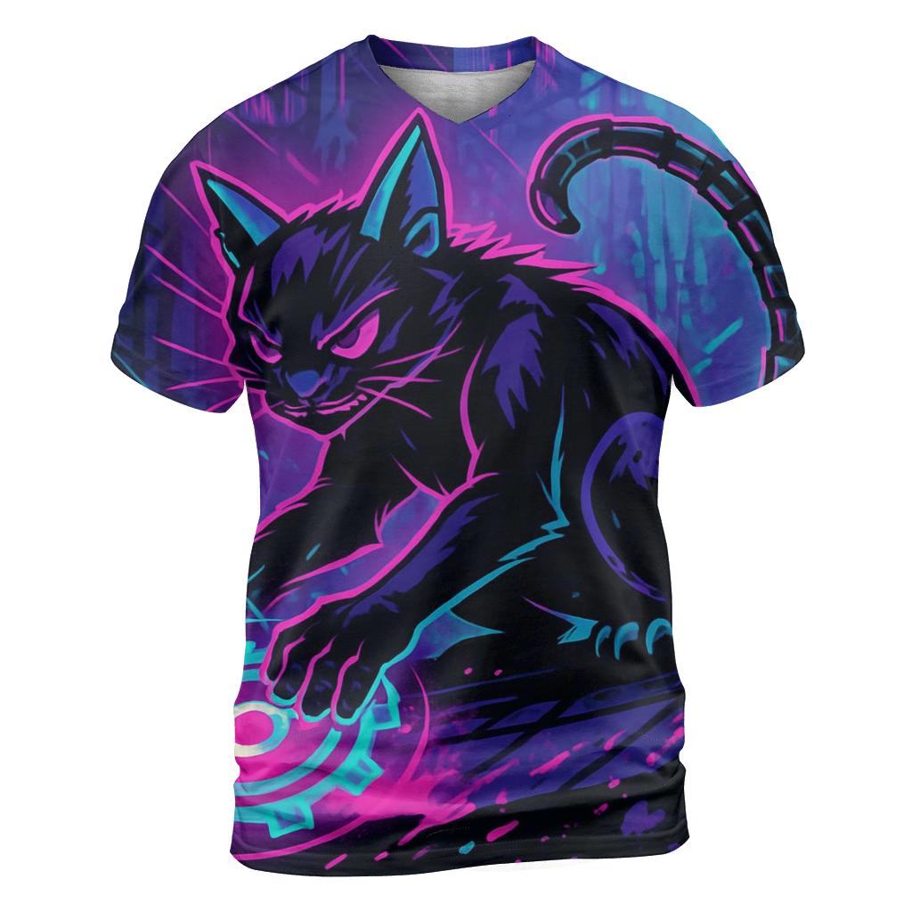 Neon Alley Gearshift Cat creative print fashion shirts