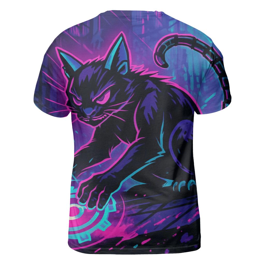 Neon Alley Gearshift Cat creative print fashion shirts