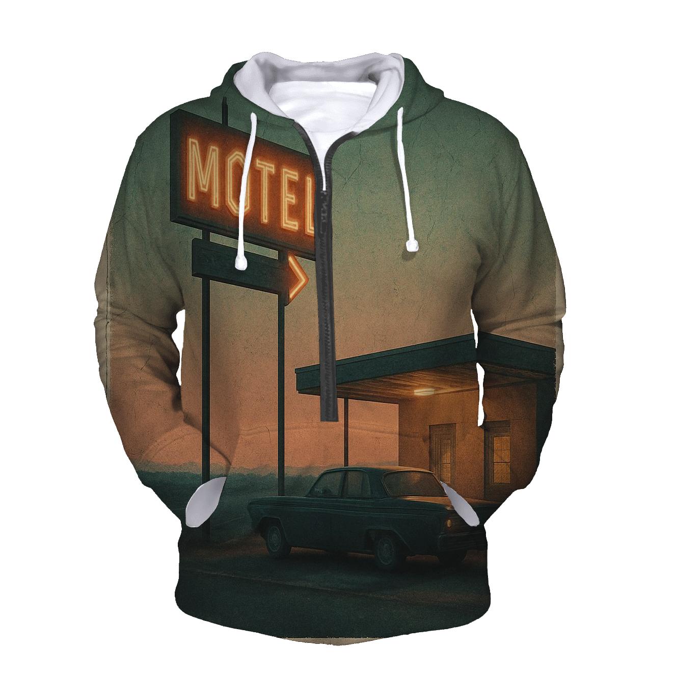 Weathered Night Drive Motel Postcard custom hoodies