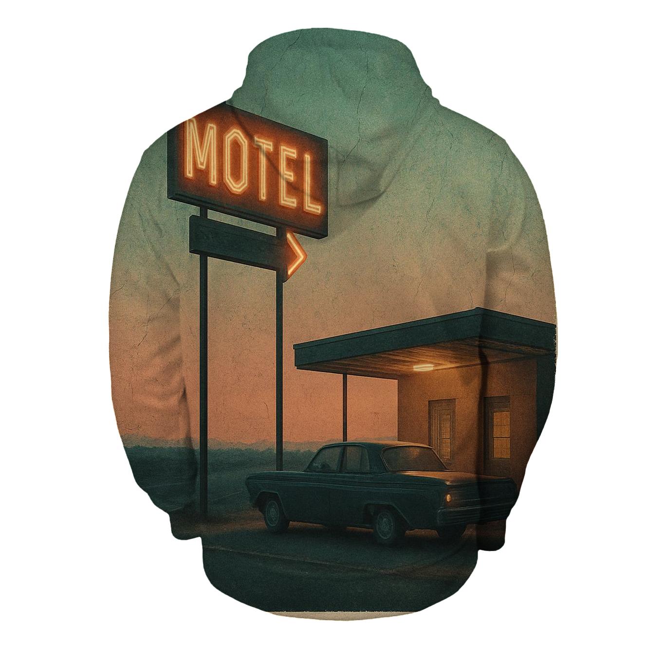 Weathered Night Drive Motel Postcard custom hoodies