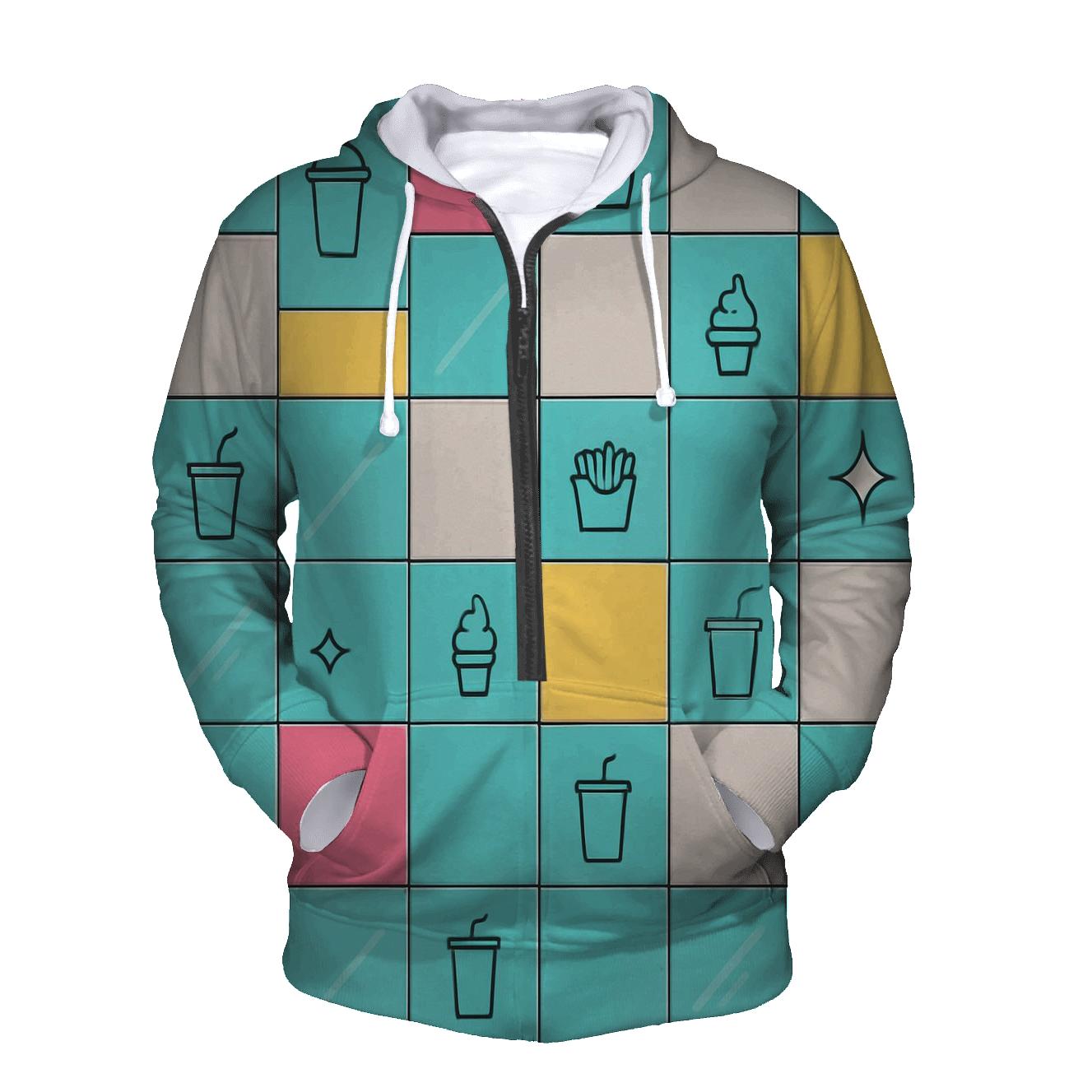 Mall Food Court Neon Tiles lightweight hoodies