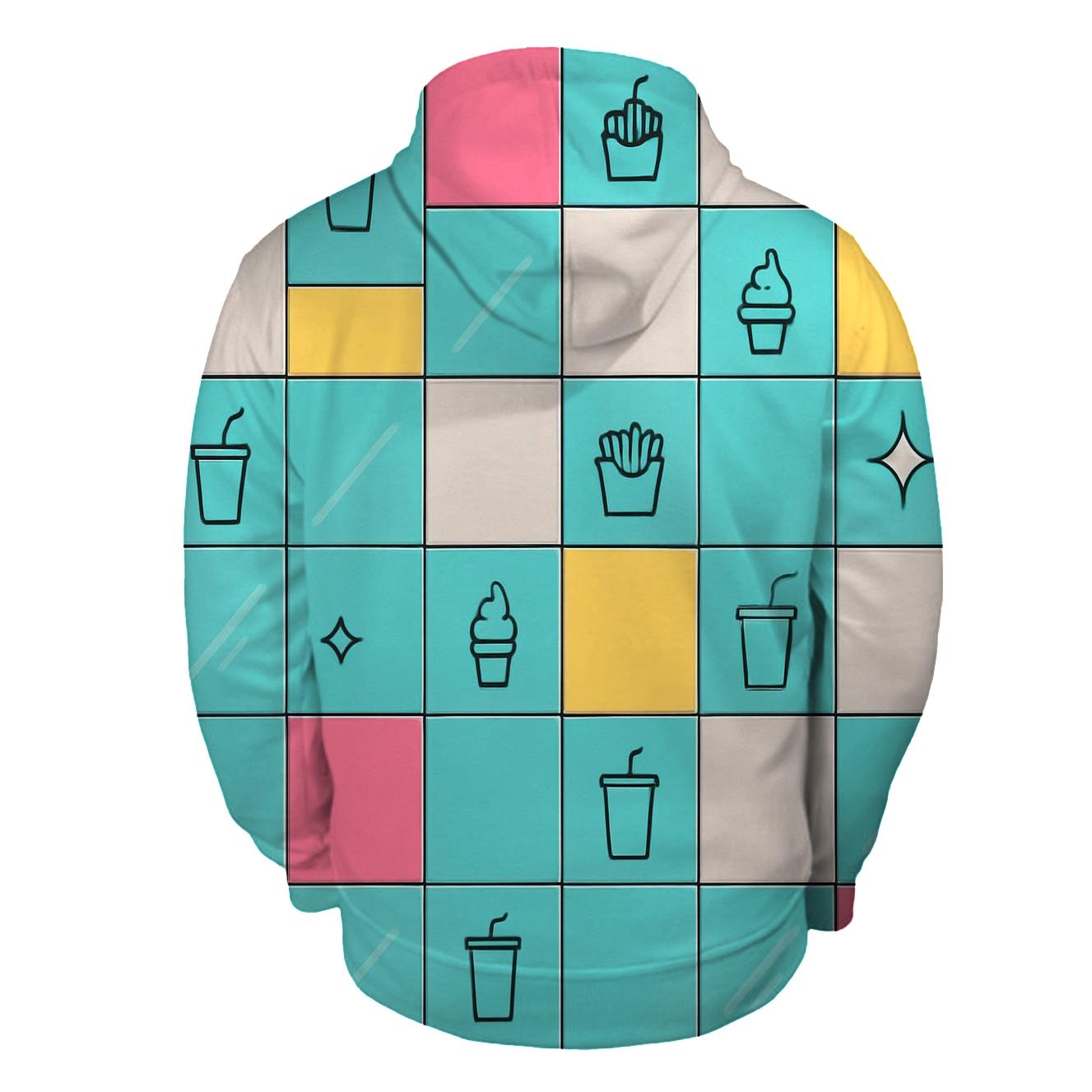 Mall Food Court Neon Tiles lightweight hoodies