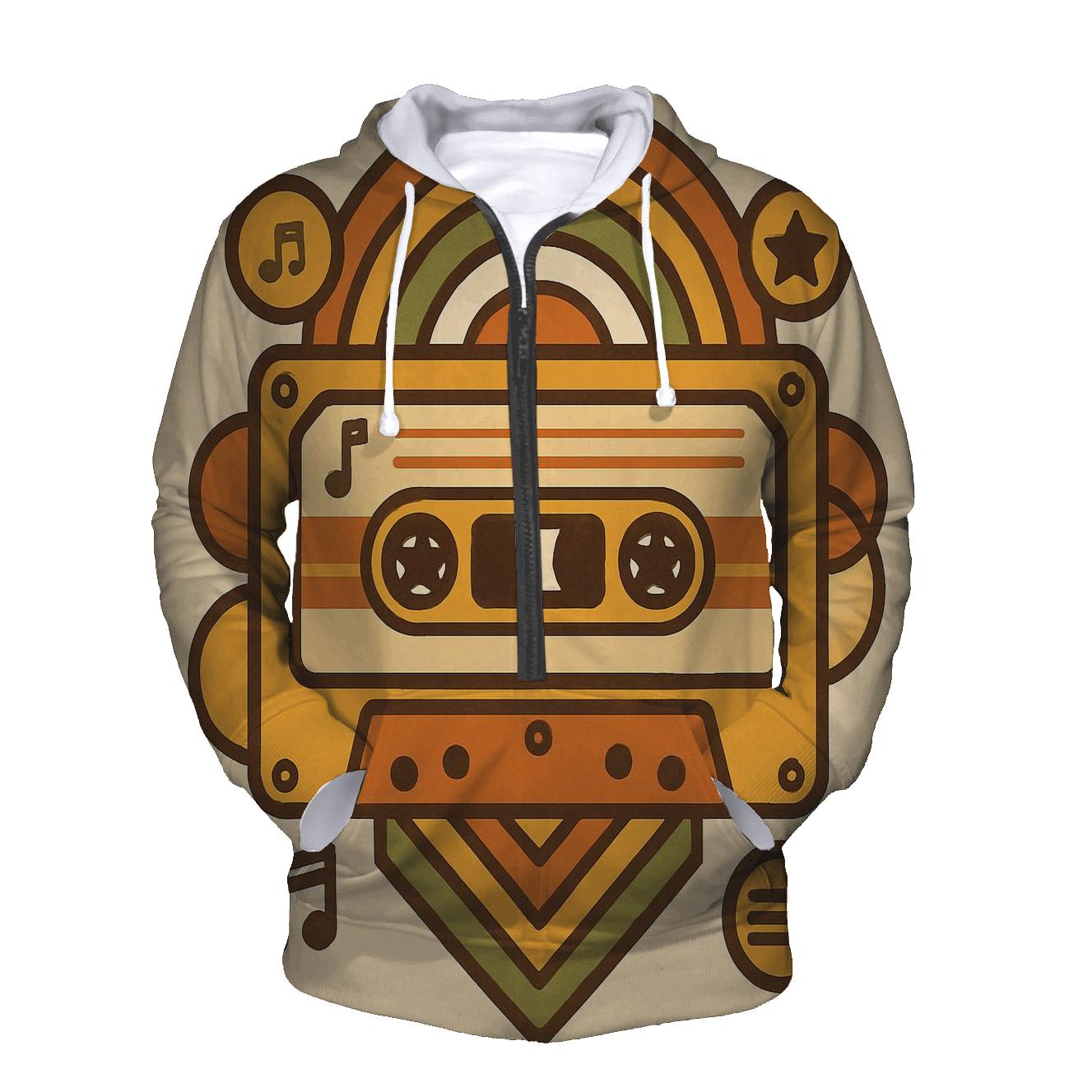 Cassette Tape Geometry Groove embroidered hoodies