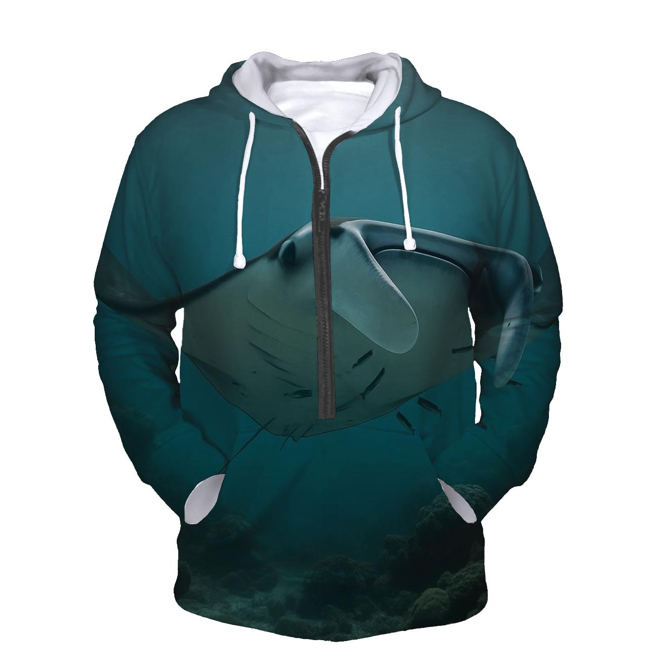 Reef Halo Manta Cleaning Pass zip-up hoodies