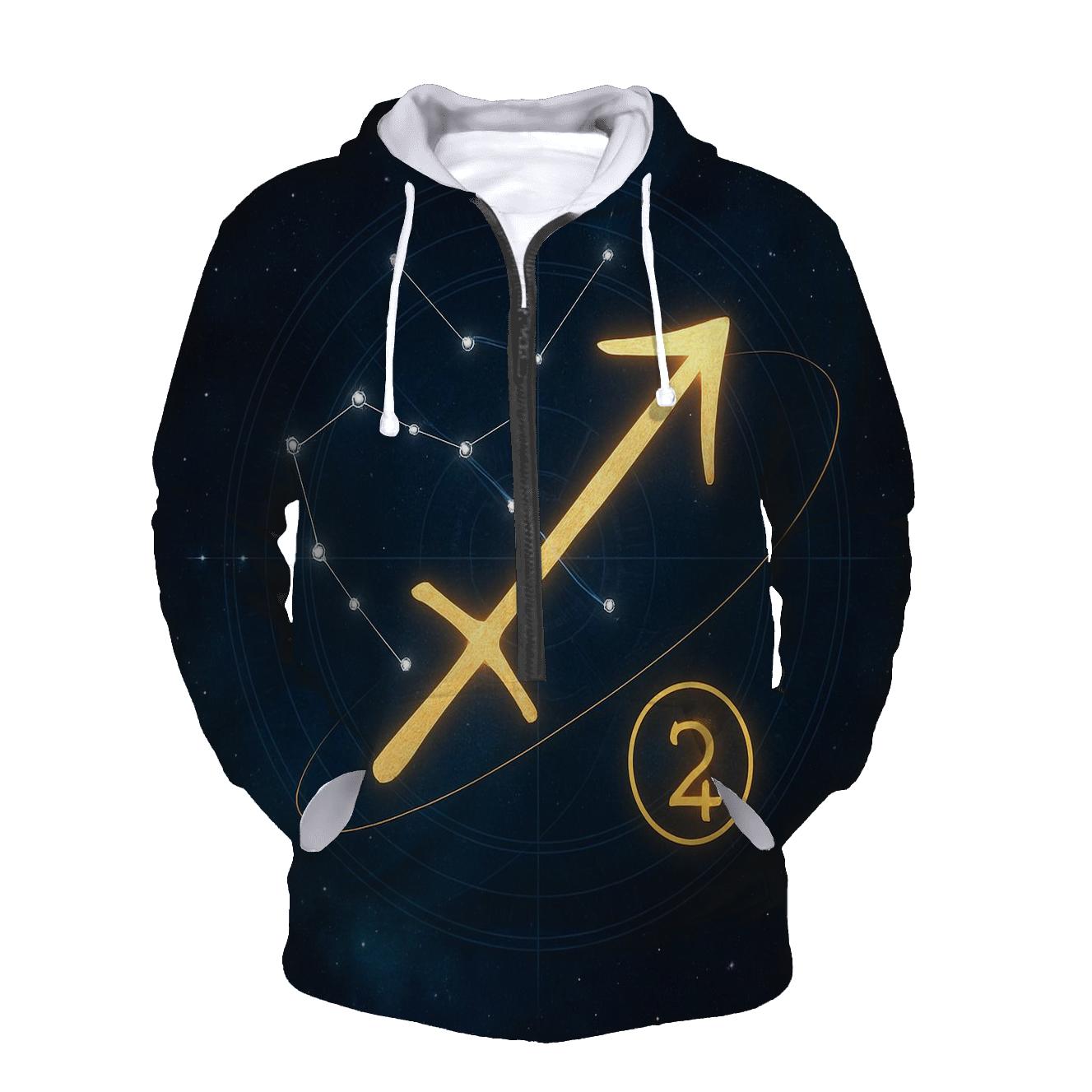 Sagittarius Jupiter Retrograde Star Compass zip-up hoodies