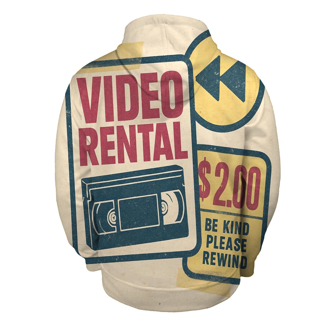 Faded Eighties Video Rental Badge Collage printed hoodies