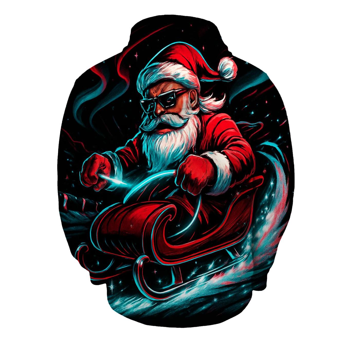 Neon Sleigh Drift Santa designer hoodies