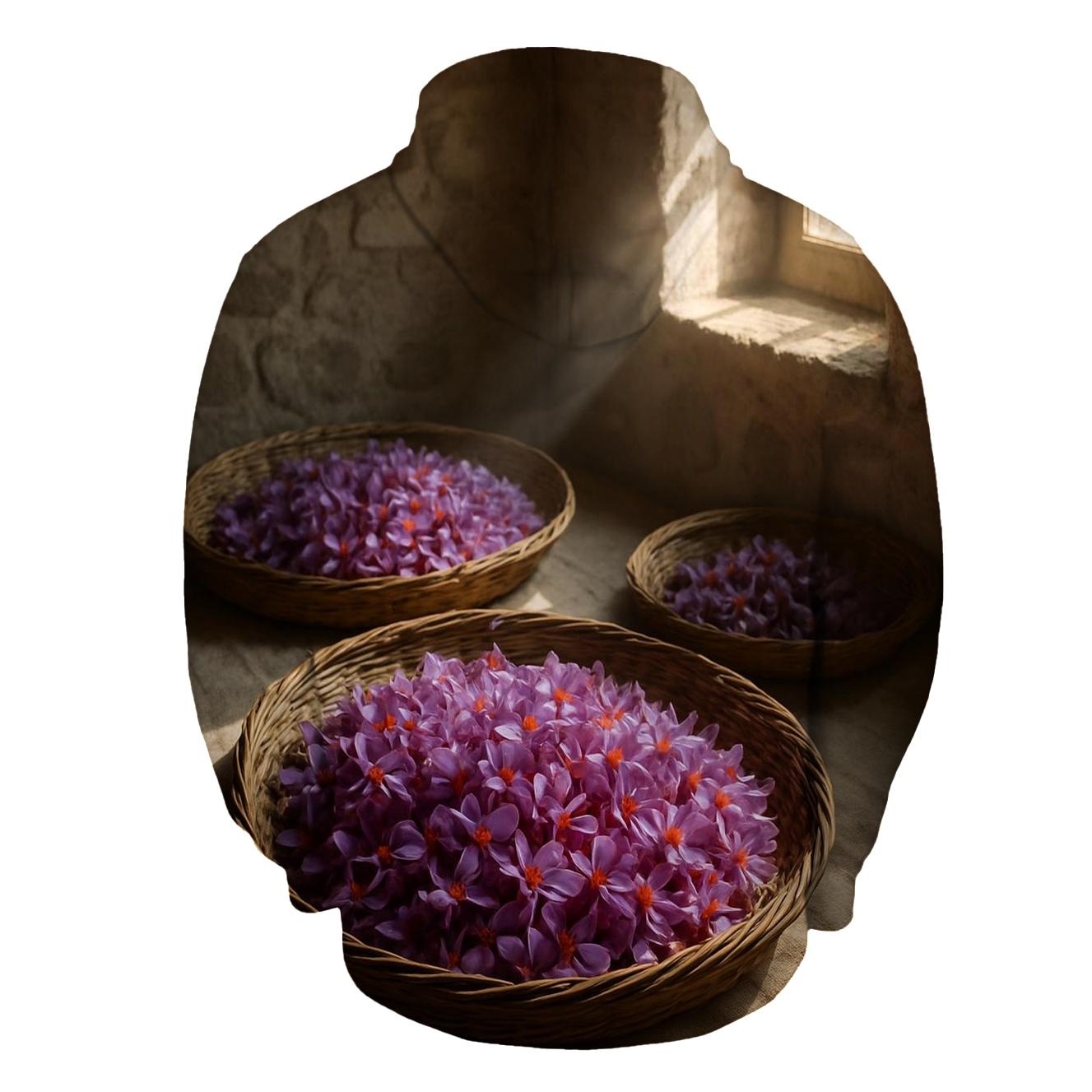 Saffron Crocus Harvest Trays In Mountain Stone Barn pullover hoodies