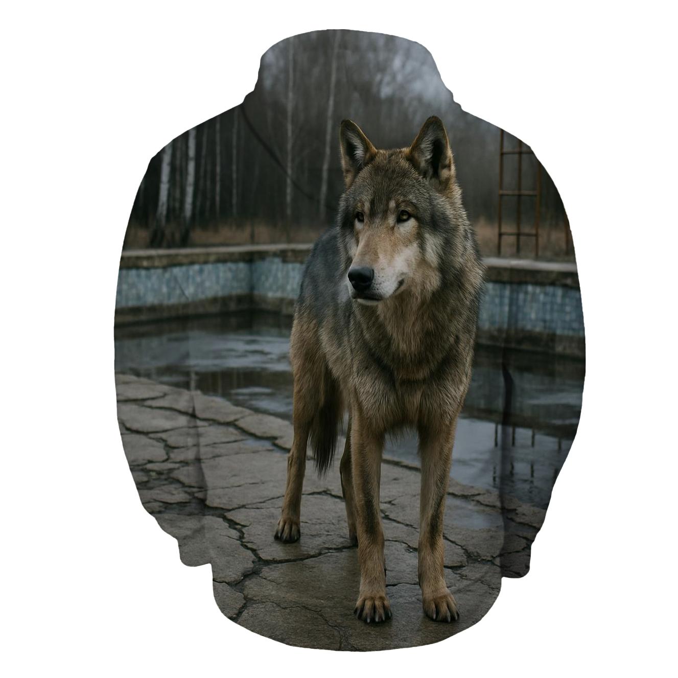 Chernobyl Exclusion Zone Wolf At The Mosaic Pool designer hoodies