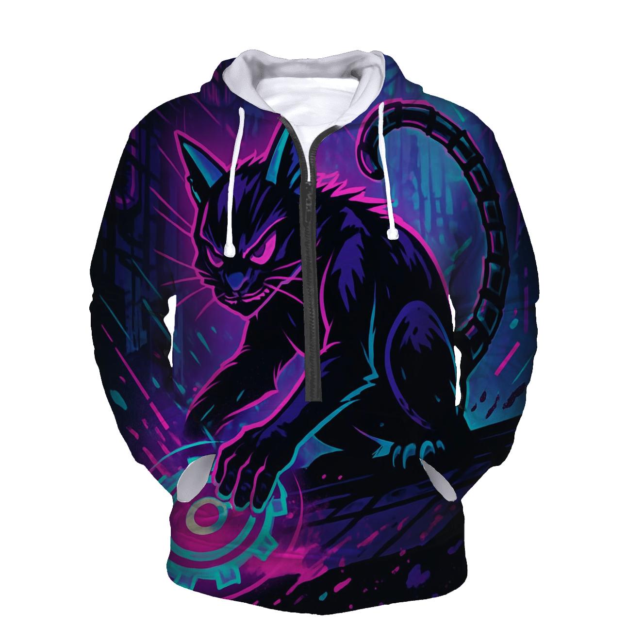 Neon Alley Gearshift Cat graphic hoodies