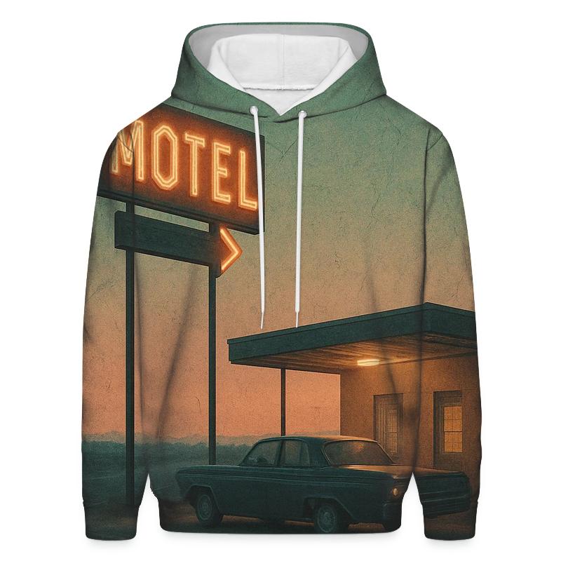 Weathered Night Drive Motel Postcard premium hoodies