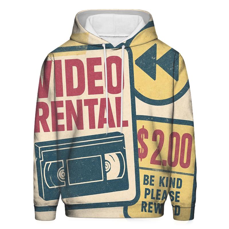 Faded Eighties Video Rental Badge Collage embroidered hoodies