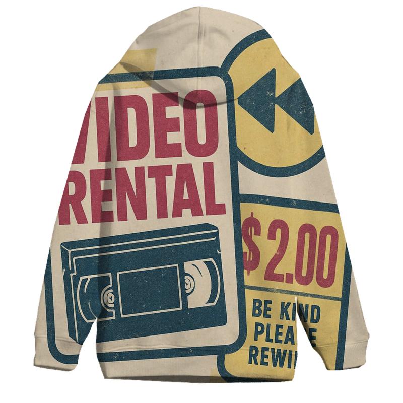 Faded Eighties Video Rental Badge Collage embroidered hoodies