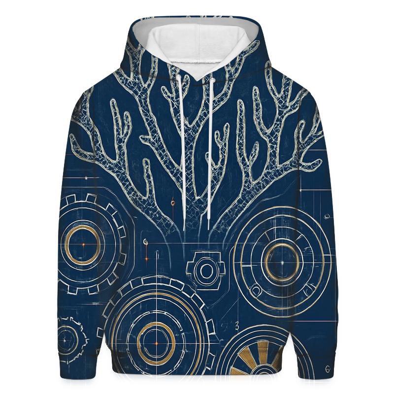 Clockwork Coral Reef Blueprint embroidered hoodies