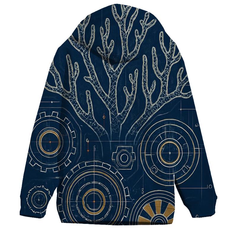 Clockwork Coral Reef Blueprint embroidered hoodies