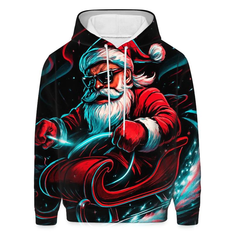 Neon Sleigh Drift Santa embroidered hoodies