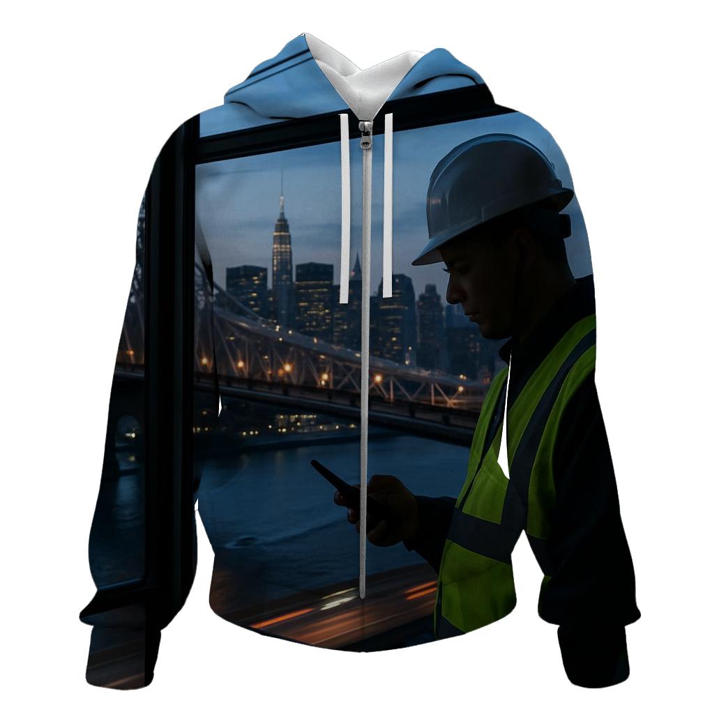 Shift Change Above The East River embroidered hoodies