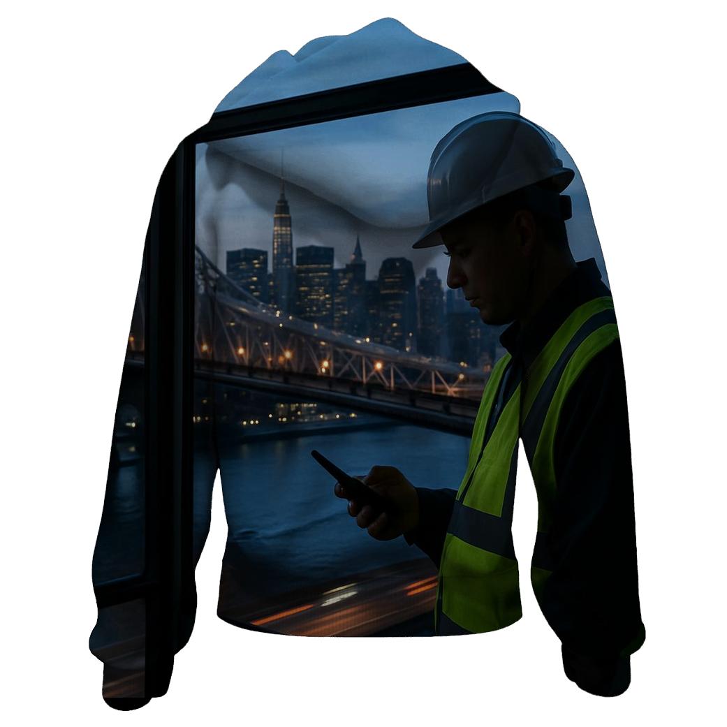 Shift Change Above The East River embroidered hoodies