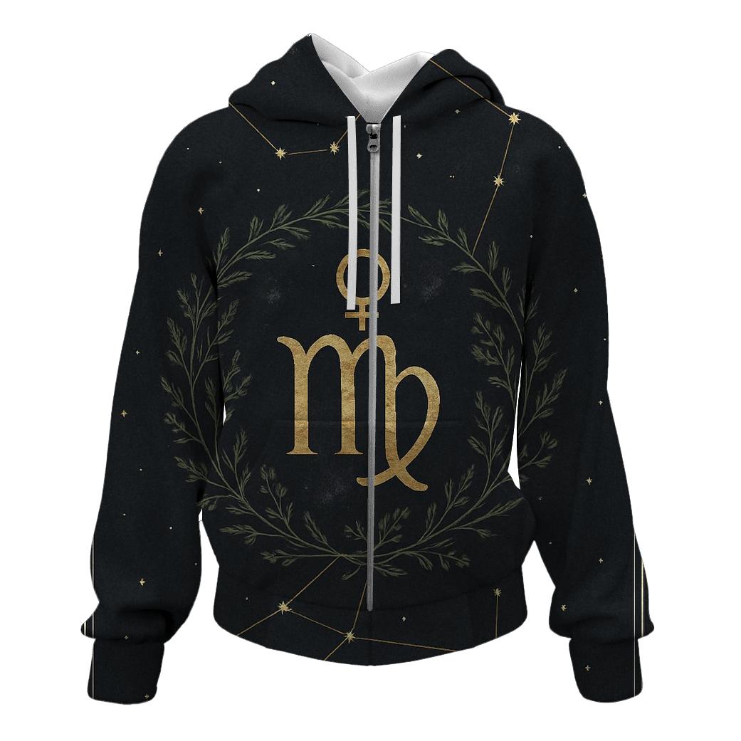 Virgo Mercury Herbarium Constellation Chart printed hoodies