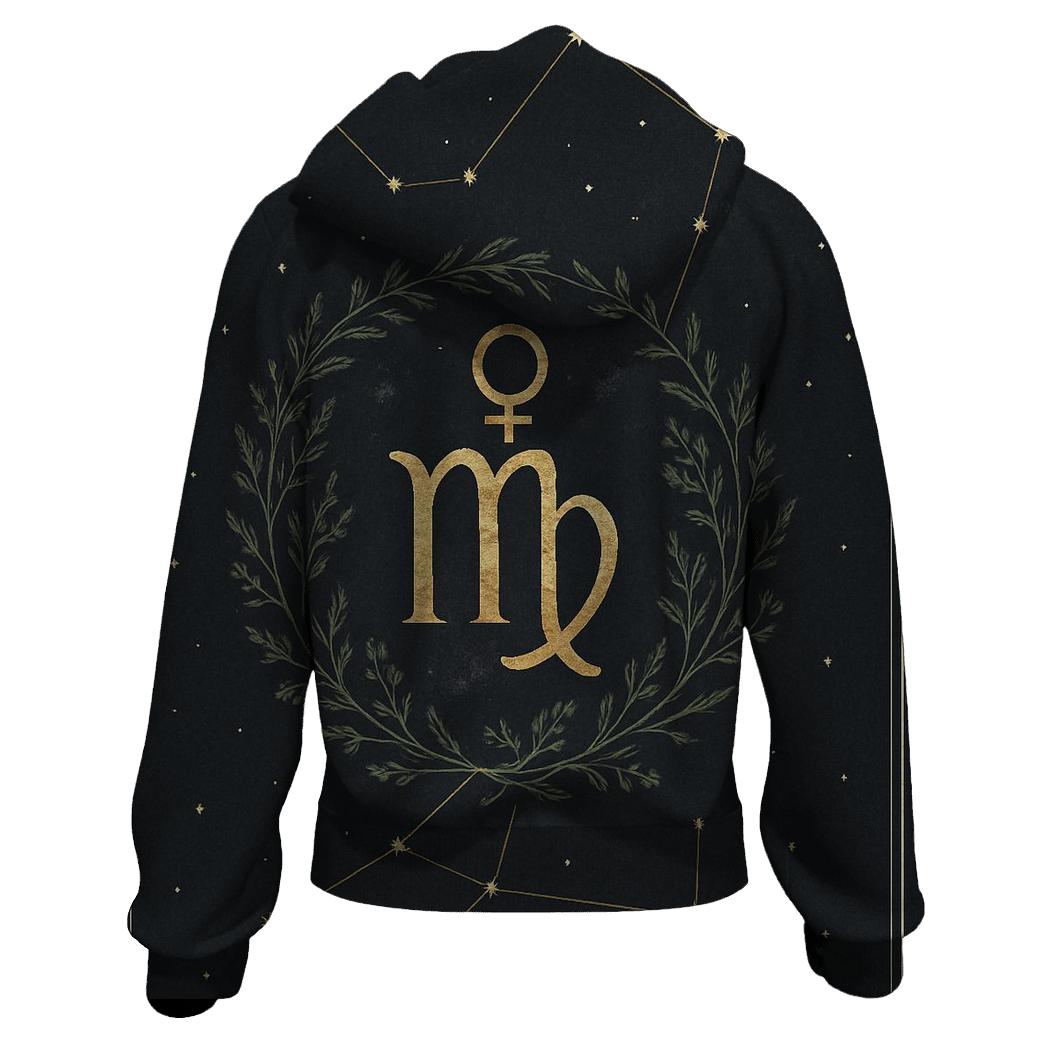 Virgo Mercury Herbarium Constellation Chart printed hoodies