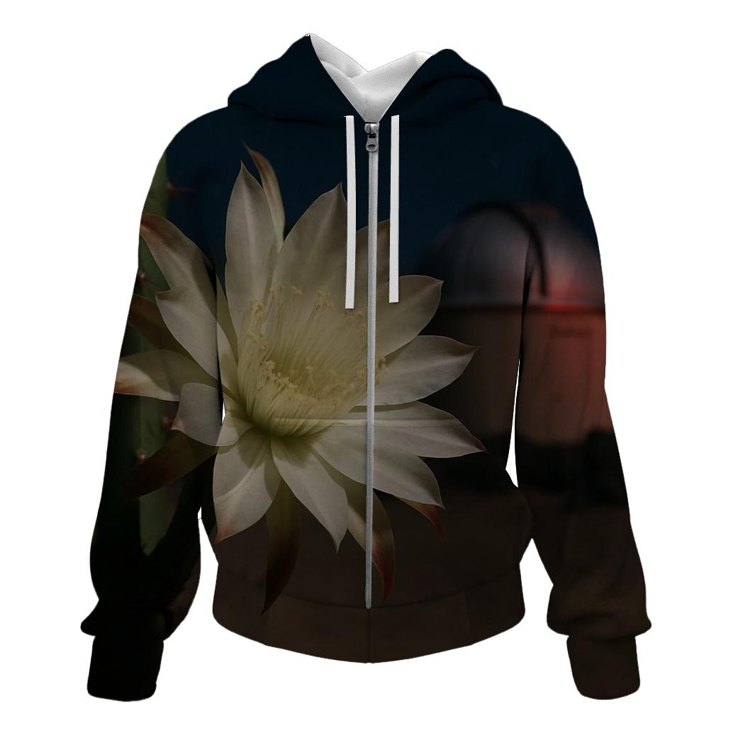 Night Blooming Cereus Under Desert Observatory Glow designer hoodies