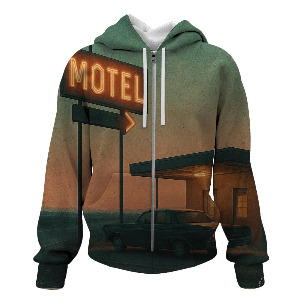 Weathered Night Drive Motel Postcard hoodies fashion