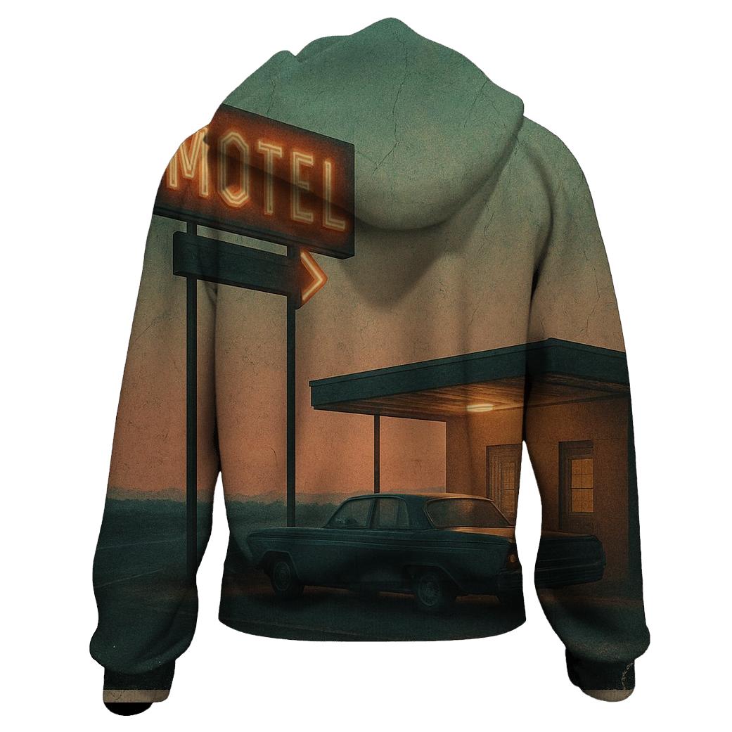 Weathered Night Drive Motel Postcard hoodies fashion