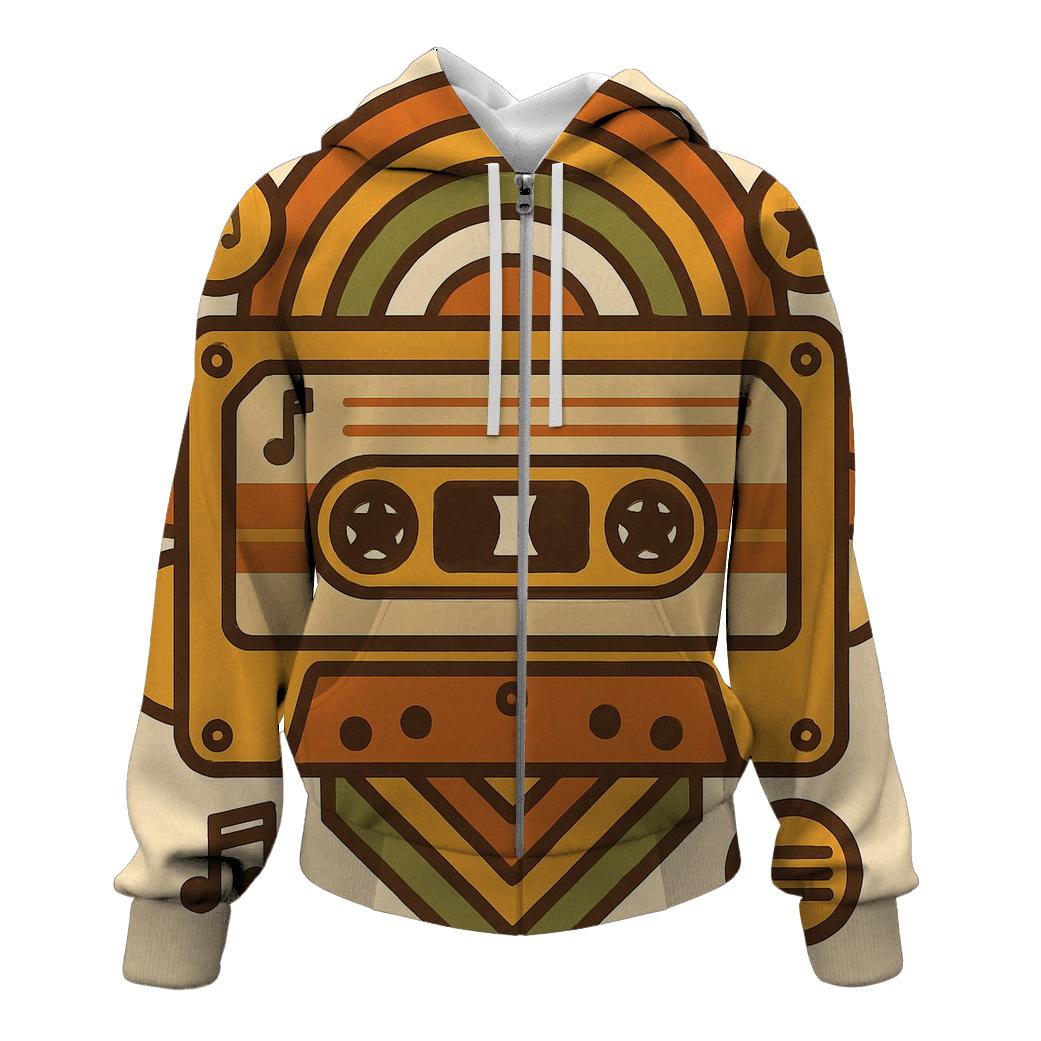 Cassette Tape Geometry Groove zip-up hoodies