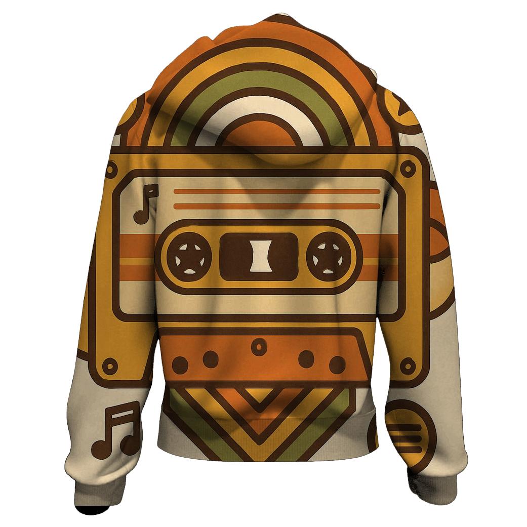 Cassette Tape Geometry Groove zip-up hoodies