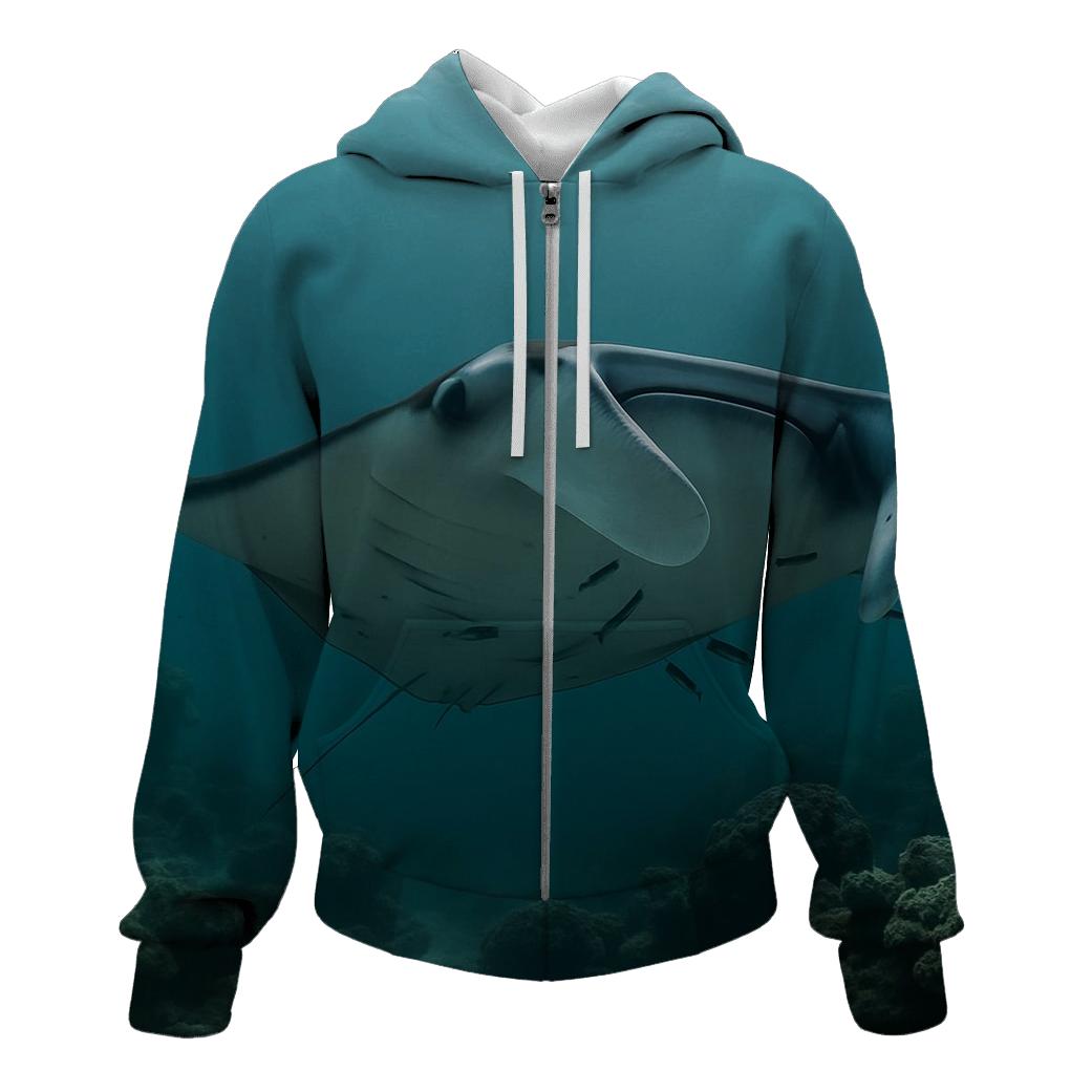 Reef Halo Manta Cleaning Pass printed hoodies