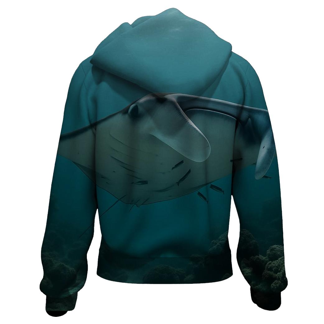 Reef Halo Manta Cleaning Pass printed hoodies