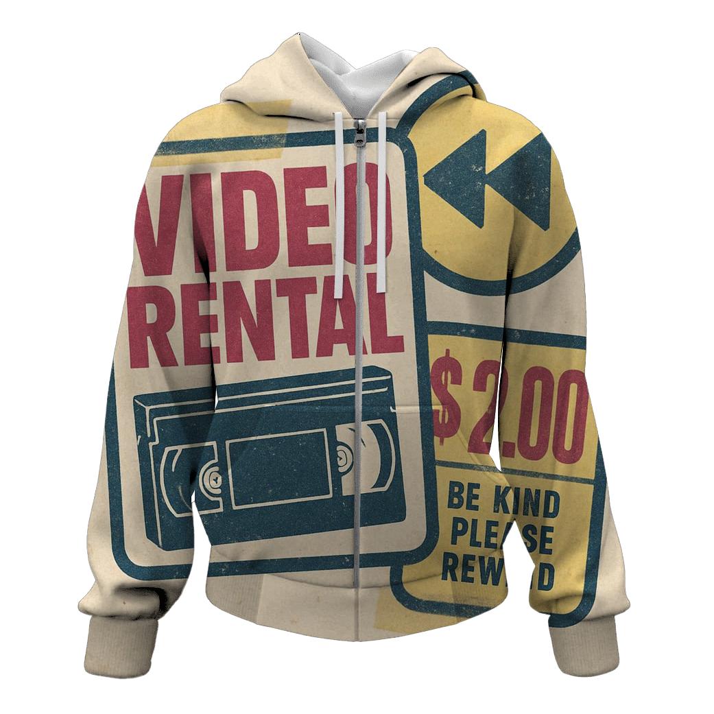 Faded Eighties Video Rental Badge Collage heavyweight hoodies