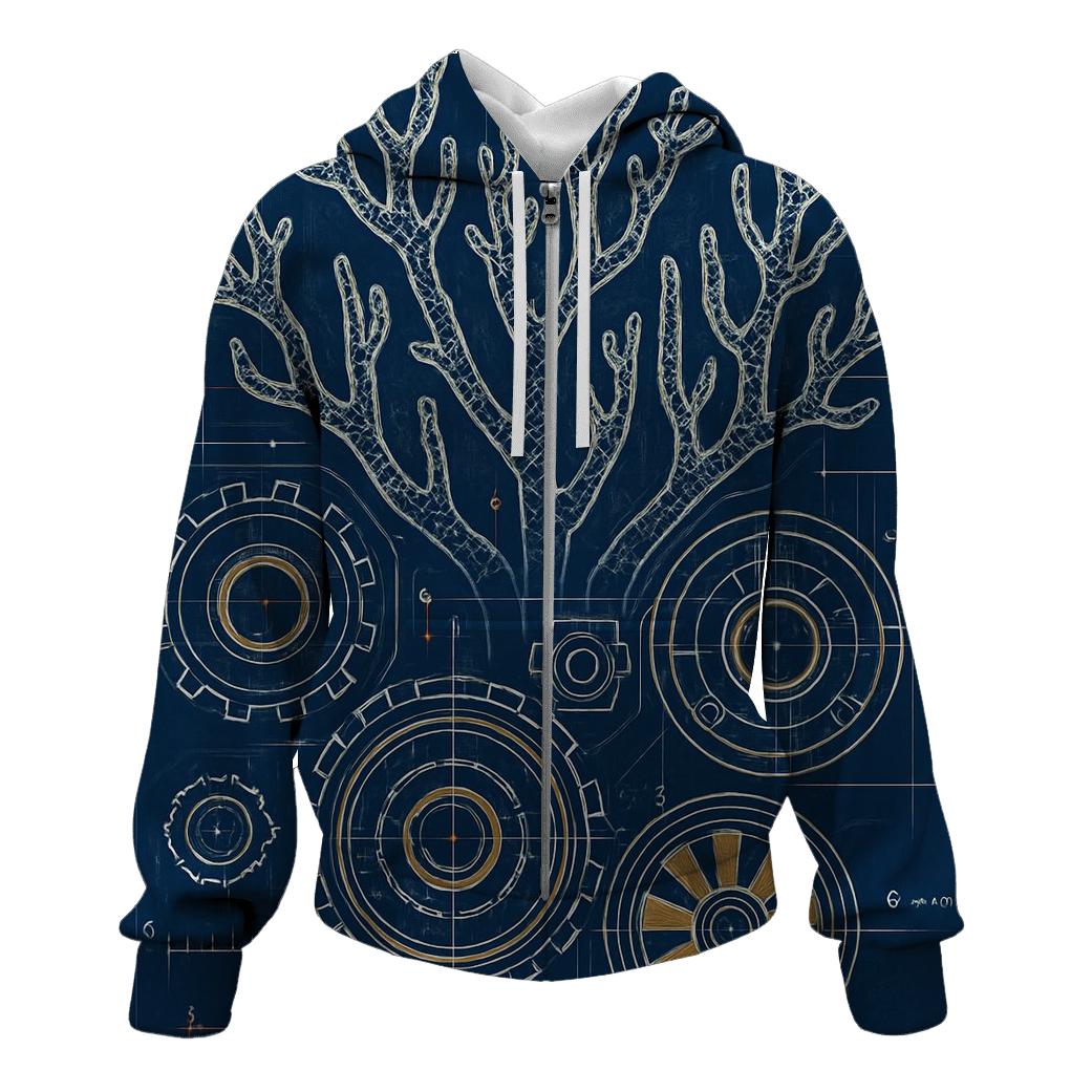 Clockwork Coral Reef Blueprint pullover hoodies