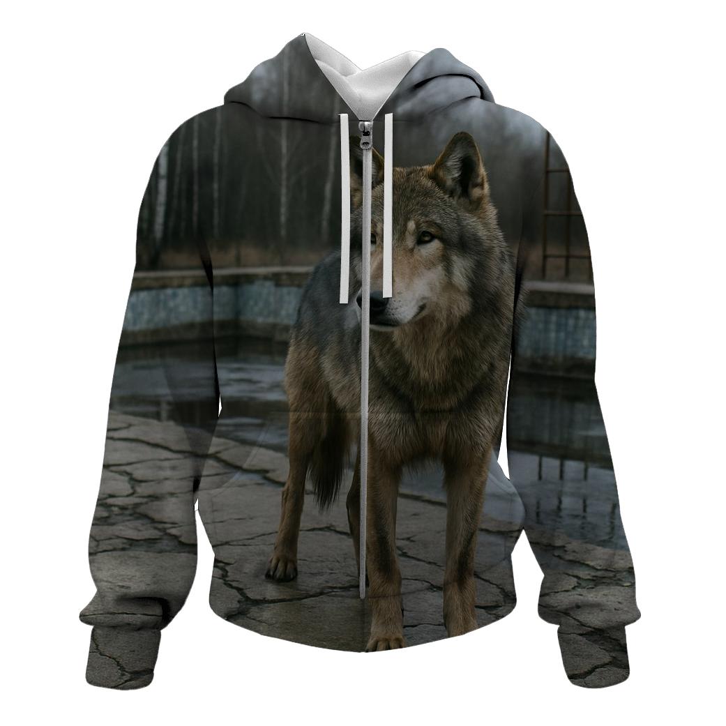 Chernobyl Exclusion Zone Wolf At The Mosaic Pool graphic hoodies