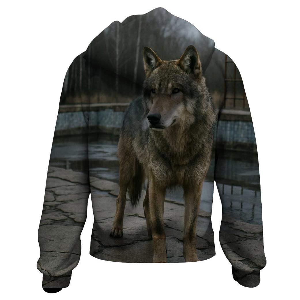 Chernobyl Exclusion Zone Wolf At The Mosaic Pool graphic hoodies
