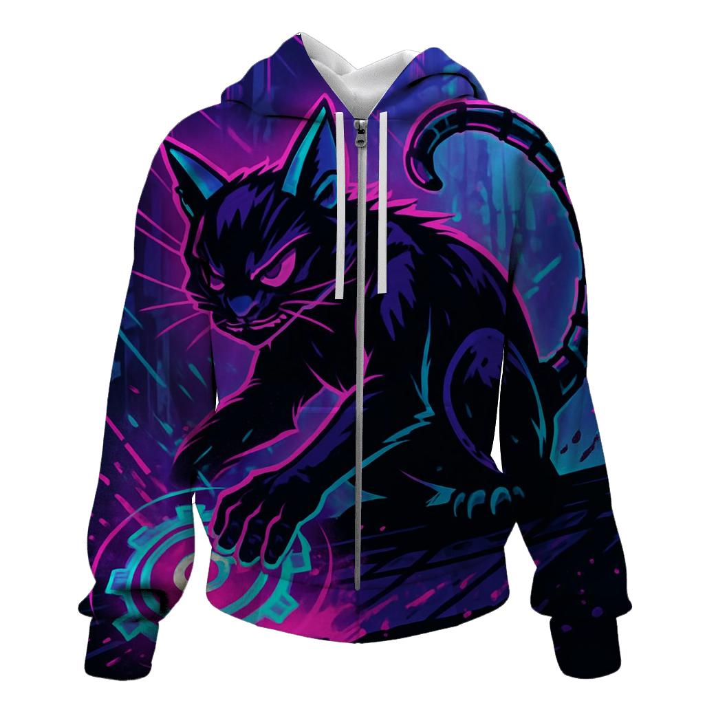 Neon Alley Gearshift Cat designer hoodies