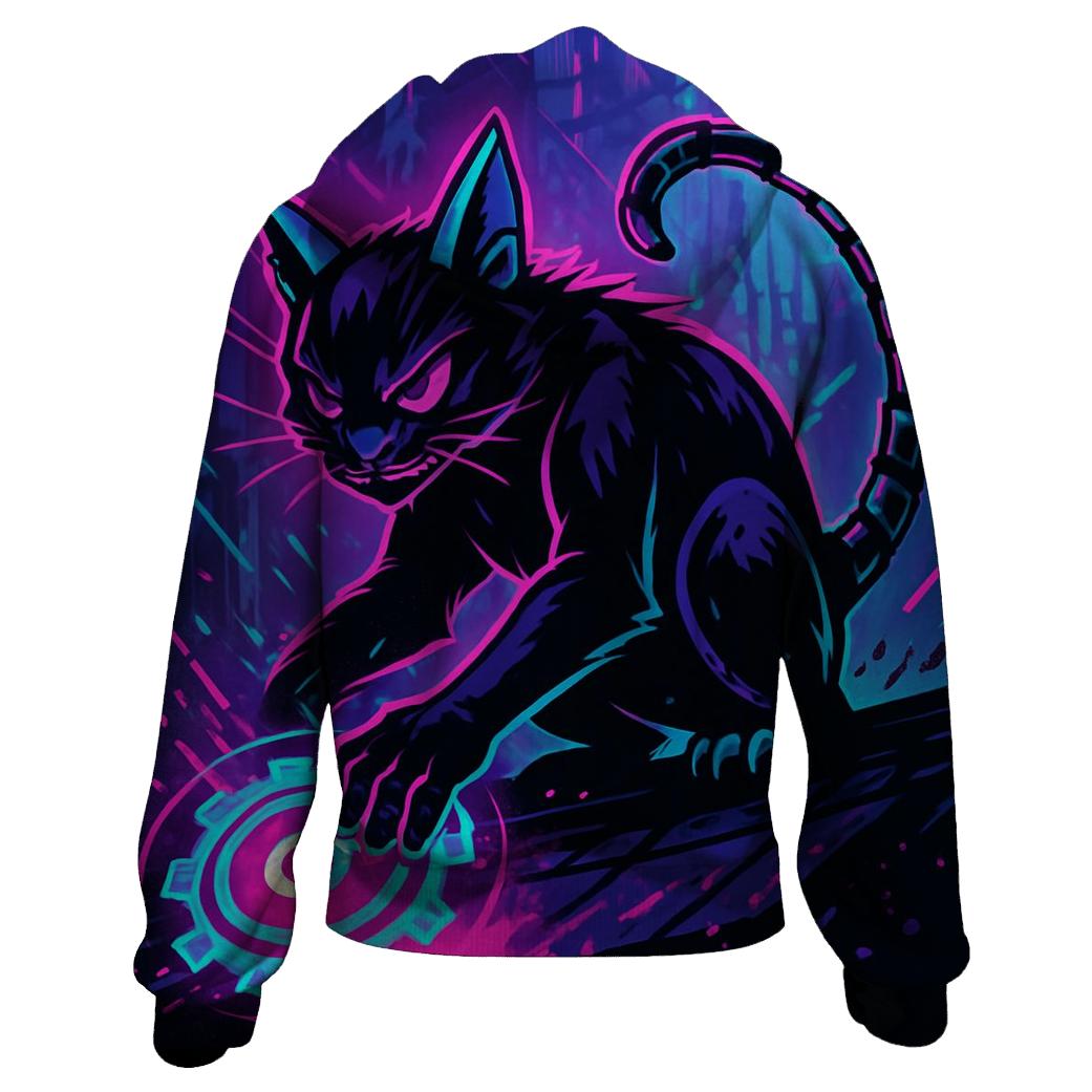 Neon Alley Gearshift Cat designer hoodies