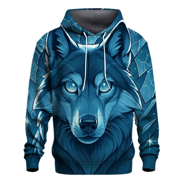 The Lunar Glass Sentinel Wolf printed hoodies