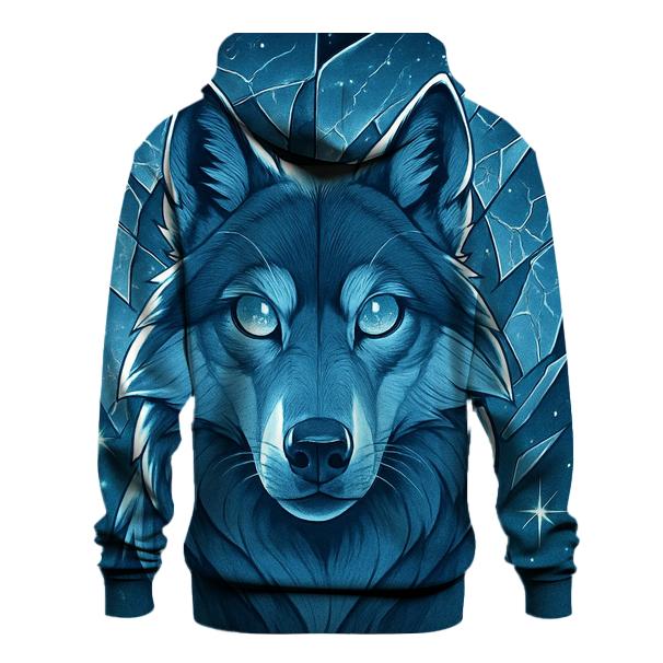 The Lunar Glass Sentinel Wolf printed hoodies