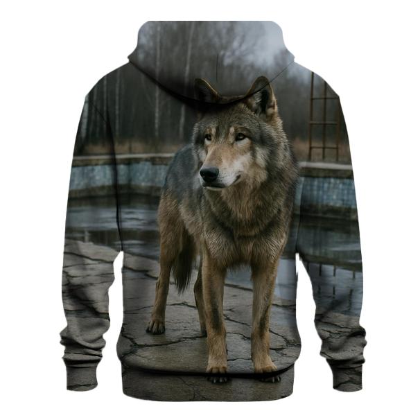 Chernobyl Exclusion Zone Wolf At The Mosaic Pool graphic hoodies