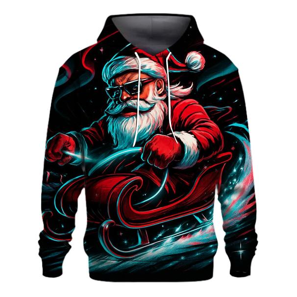 Neon Sleigh Drift Santa zip-up hoodies