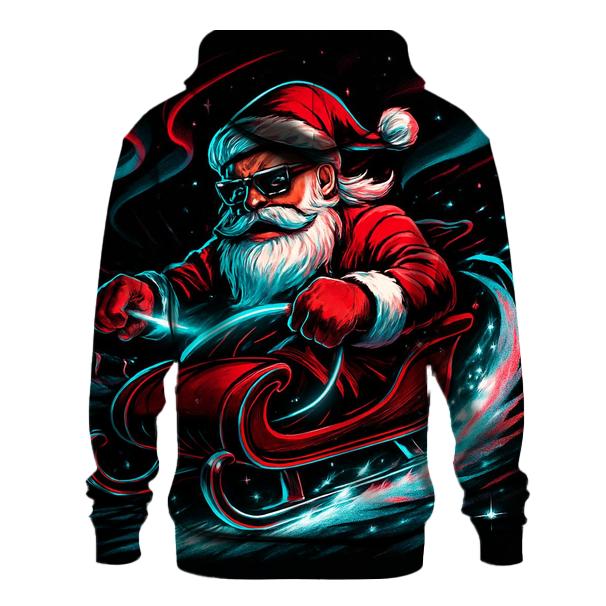 Neon Sleigh Drift Santa zip-up hoodies