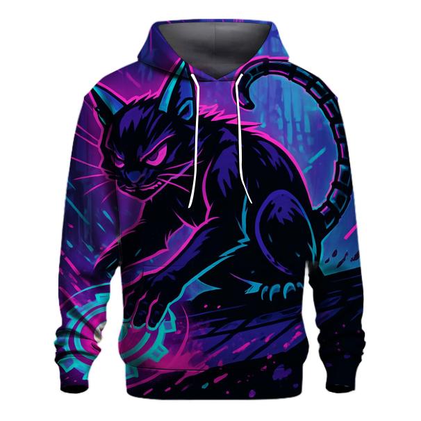 Neon Alley Gearshift Cat embroidered hoodies