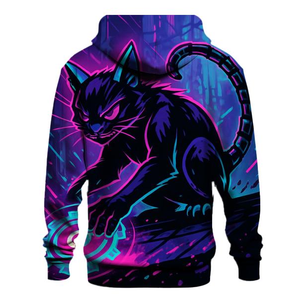 Neon Alley Gearshift Cat embroidered hoodies